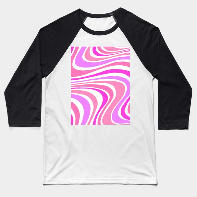 Wavy Pink Baseball T-Shirt by notastranger